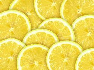 Fotobehang Abstracte achtergrond met citrusvruchten van schijfjes citroen © Boroda