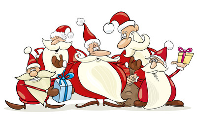 five santa clauses group