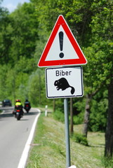 Achtung Bieber - Verkehrsschild