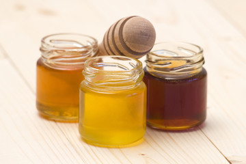three jars of sweet honey
