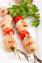 Roasted kebab with vegetables