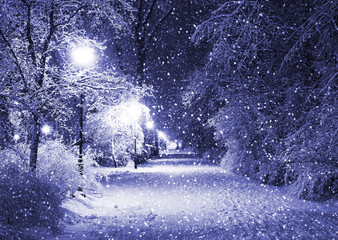 Winter alley at night - 27764282