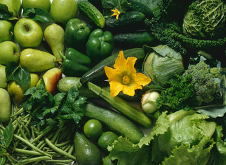 groupe de fruits et légumes verts