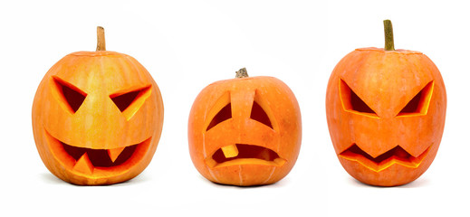 Three emotional halloween pumpkins - 27769065