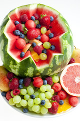 fruit salad in water melon