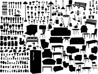 household items silhouette - vector