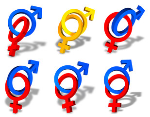 Male and female couple symbols