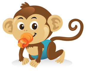 Fototapeta premium Baby Monkey With Pacifier