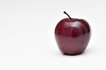 Shiny red apple in white background