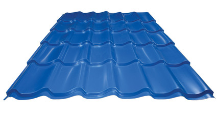 Blue metal tile isolated on white