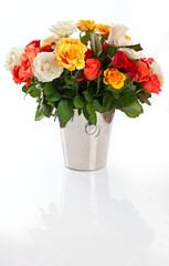 Bunch of roses on the white background