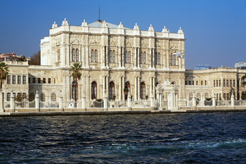 View on Dolmabahce palace from the Bosporus, Istanbul, Turkey
