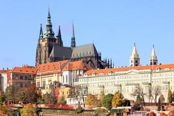 View on the autumn Prague gothic Castle