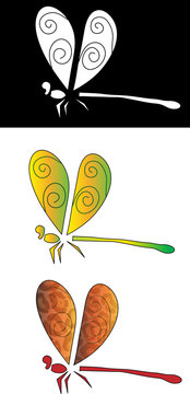 Funny stylization dragonfly illustration,