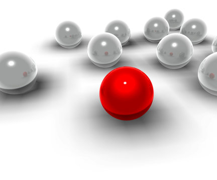 3d spheres and red spheres of different