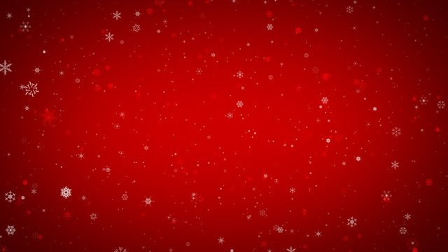 Beautiful red christmas background with bright snowflakes