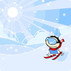 Cute kid skiing