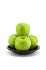 green apple with plate