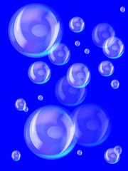 Wonderful bubbles on the blue
