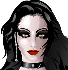 Ragazza Viso Moda Gotica-Gothic Fashion Girl's Face-2-Vector