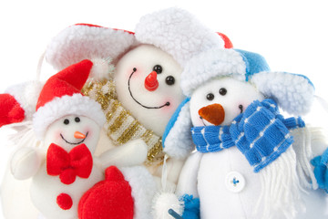 Happy smiling snowman family