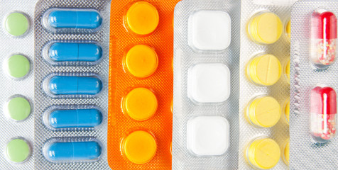 Row of colorful medicines