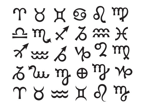 Astrological Signs of Zodiac (Astrology Symbols set)