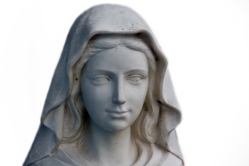 Fototapeta na wymiar Wielki pomnik portret Mary samodzielnie na białym tle