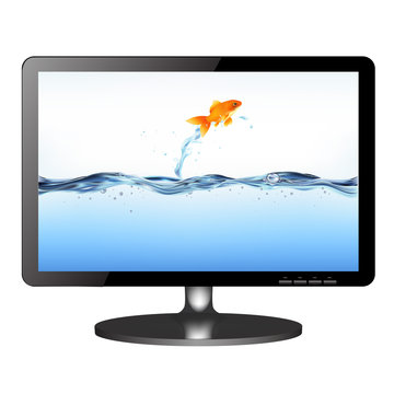 Lsd Tv Monitor With Jumping Fish