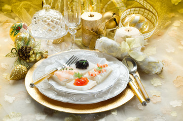 mix canape on christmas table-tartine miste tavola natalizia