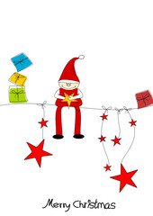 Wichtel Weihnachtsmannkarte mit Sternen