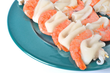 Spiedini di gamberi e seppie