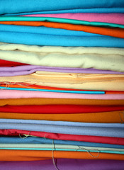 Stack of Colorful Fabrics
