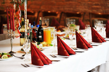 table with food and drink