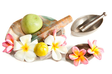 Ayurveda Healing herbs, fruits and  flowers  deco