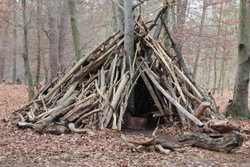 Obraz premium Das Holzzelt im Wald