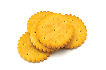 Round Crackers Stack, Isolated Macro Closeup