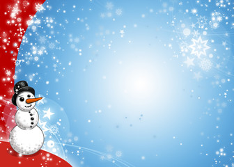 Snowman Xmas Blue Red Card
