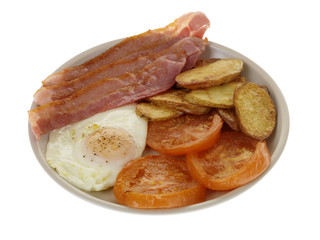 Cooked Breakfast with Streaky Bacon and Egg