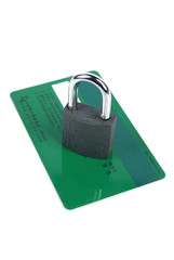 Credit card and padlock