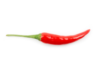 Red hot chili pepper on white background