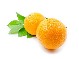 Oranges with leaves