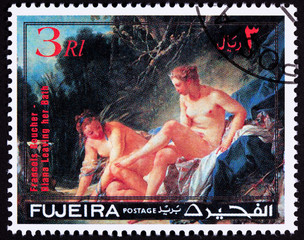 Fujeira Stamp Painting Francois Boucher, Diana Leaving her Bath