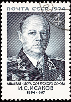 Canceled Soviet Russia Postage Stamp Fleet Admiral Ivan Isakov