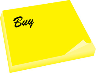 yellow note with buy text