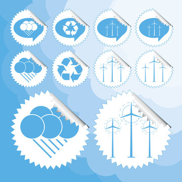 Wind energy vector icon and clouds