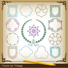 Vintage elements for frame or book cover, card