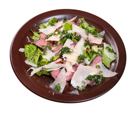 vegetable salad from cheese and ham,