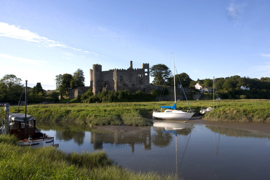 Laugharne Castle and the river Taf