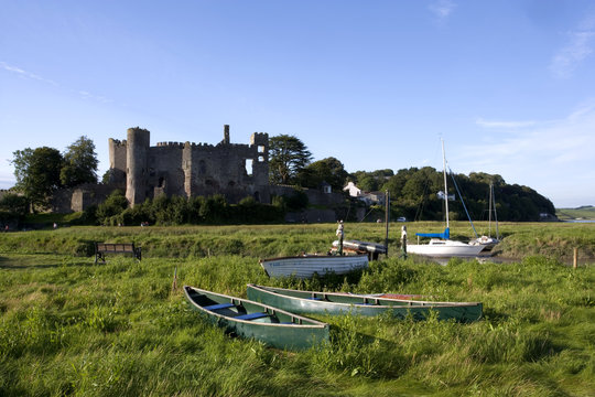 Laugharne Castle and the river Taf
